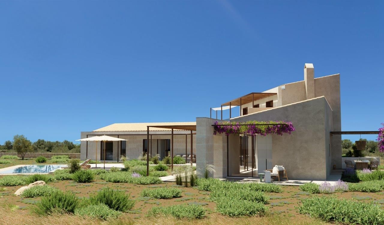 Finca Son Gorem III — Gesamtansicht mit Pool und Wildgarten