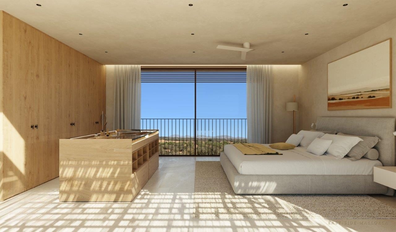 Mastersuite mit Lichtspiel der Pergola